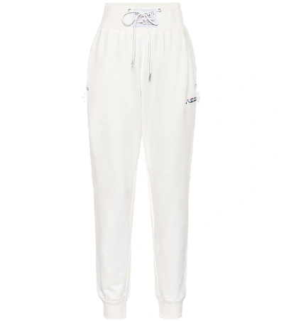 Shop Adam Selman Sport High-rise Cotton-blend Sweatpants In White