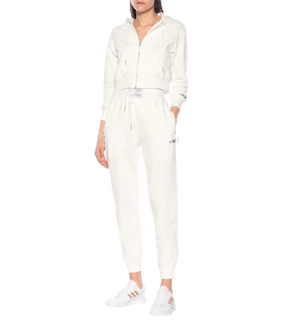 Shop Adam Selman Sport High-rise Cotton-blend Sweatpants In White