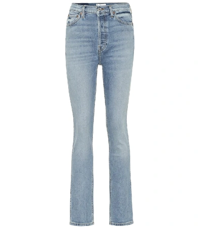 Shop Re/done Double Needle High-rise Slim Jeans In Blue