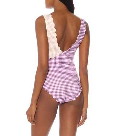 Shop Marysia Canyon Point Gingham Swimsuit In Purple