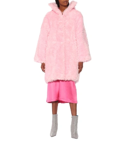Shop Balenciaga Swing Faux Fur Coat In Pink