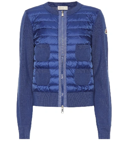 Shop Moncler Wool Down Jacket In Blue