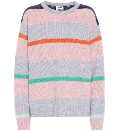 Shop Acne Studios Striped Wool Sweater In Pink