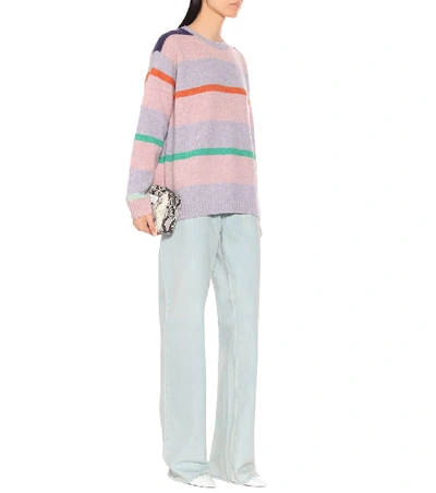 Shop Acne Studios Striped Wool Sweater In Pink