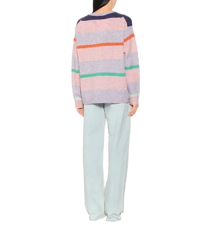 Shop Acne Studios Striped Wool Sweater In Pink
