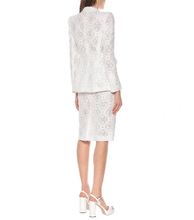 Shop Alexander Mcqueen Cotton-blend Guipure Lace Blazer In White