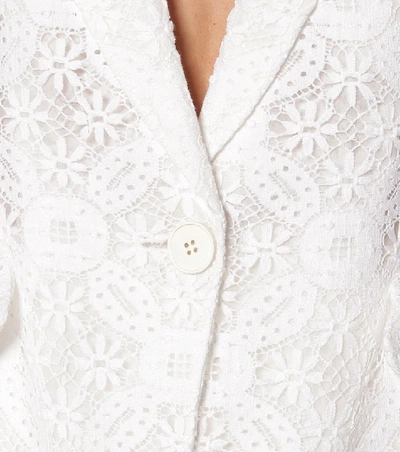 Shop Alexander Mcqueen Cotton-blend Guipure Lace Blazer In White