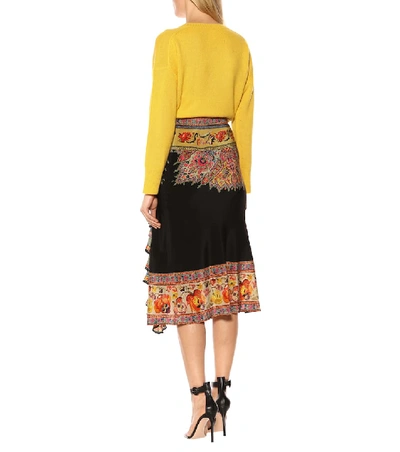 Shop Etro Ruffled Silk Midi Skirt In Multicoloured