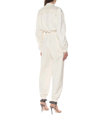 Shop Gucci Cotton-twill Jumpsuit In White
