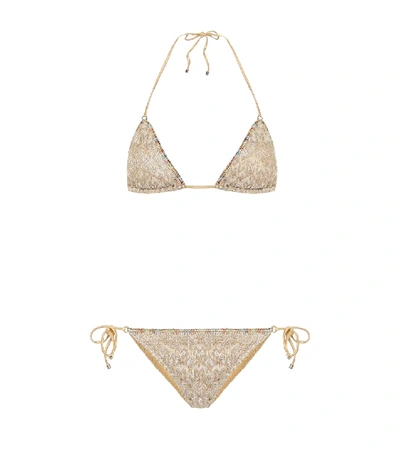 Shop Missoni Triangle Bikini In Gold