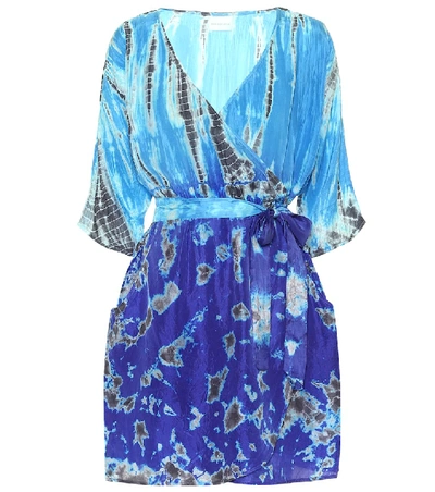 Shop Anna Kosturova Tie-dye Silk Minidress In Blue