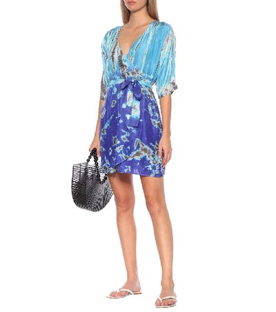 Shop Anna Kosturova Tie-dye Silk Minidress In Blue