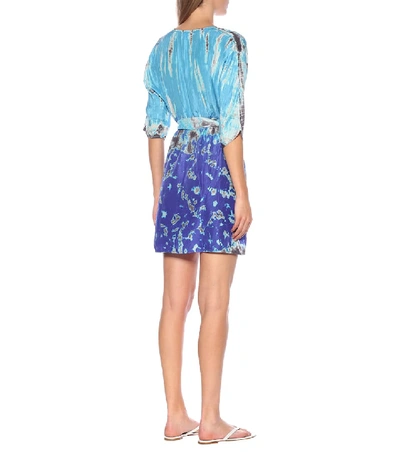 Shop Anna Kosturova Tie-dye Silk Minidress In Blue