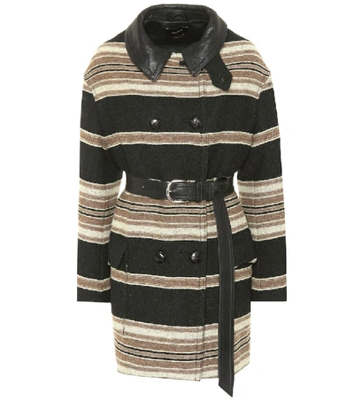 Shop Isabel Marant Hilda Striped Wool-blend Coat In Multicoloured