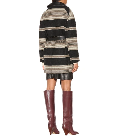 Shop Isabel Marant Hilda Striped Wool-blend Coat In Multicoloured