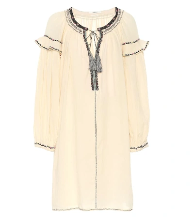 Shop Isabel Marant Étoile Ralya Embroidered Cotton Dress In Beige