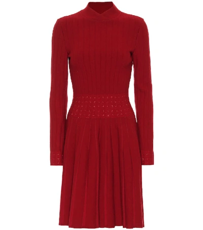 Shop Alaïa Ribbed-jersey Dress In Red