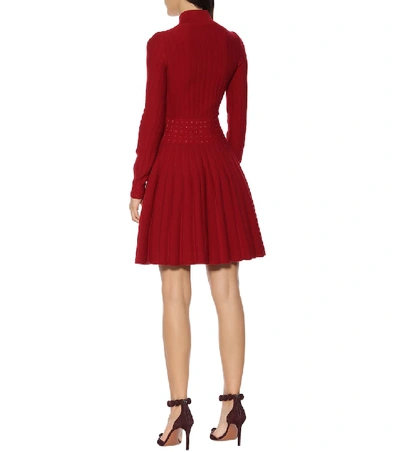 Shop Alaïa Ribbed-jersey Dress In Red