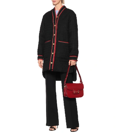 Shop Gucci Wool-tweed Coat In Black