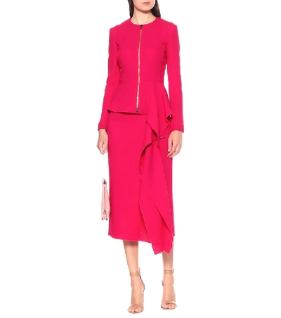Shop Roland Mouret Wool-crêpe Skirt In Pink