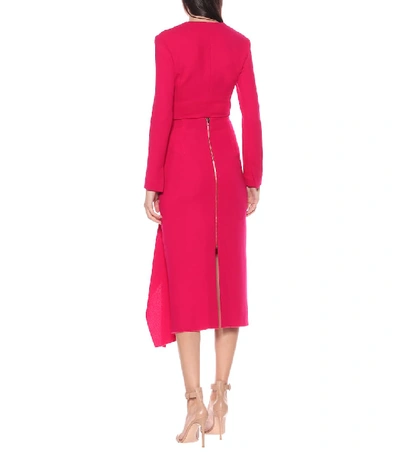 Shop Roland Mouret Wool-crêpe Skirt In Pink