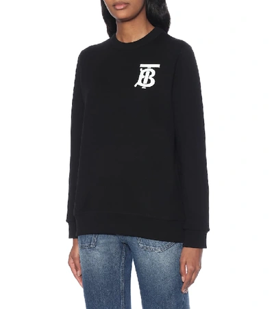 Shop Burberry Logo Cotton-jersey Sweatshirt In Black