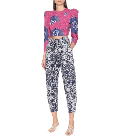Shop Ulla Johnson Storm Floral High-rise Carrot Jeans In Blue