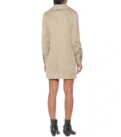 Shop Saint Laurent Saharienne Cotton Minidress In Beige