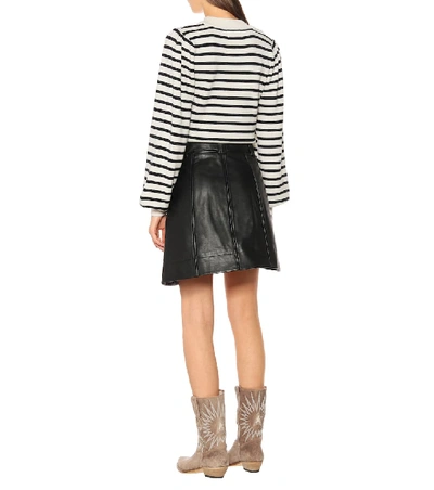 Shop Ganni Leather Miniskirt In Black