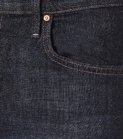 Shop Mother Insider Crop Step Fray Flared Jeans In Blue