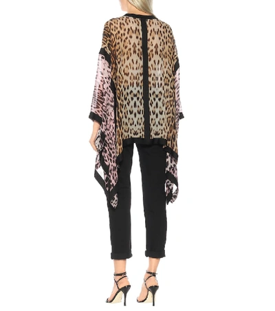 Shop Roberto Cavalli Leopard-print Silk Blouse In Brown