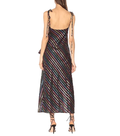 Shop Attico Striped Jacquard Wrap Dress In Black