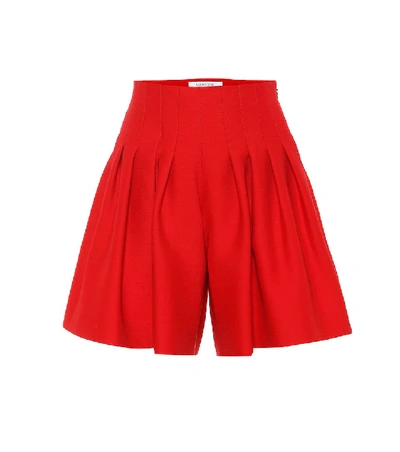 Shop Valentino Wool And Silk Shorts In Red