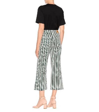 Shop Alexa Chung Striped Cropped Jeans In Green