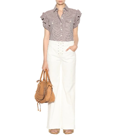 Shop Chloé Flared High-rise Jeans In White