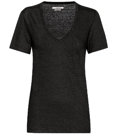 Shop Isabel Marant Étoile Kranger Linen T-shirt In Black