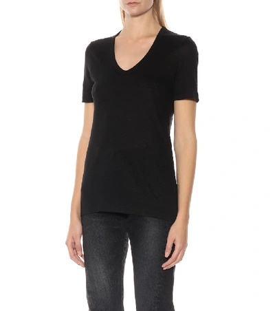Shop Isabel Marant Étoile Kranger Linen T-shirt In Black