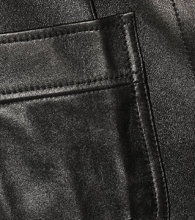 Shop Gucci High-rise Leather Bootcut Pants In Black