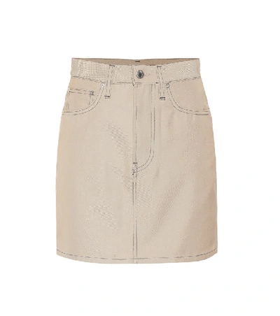 Shop Helmut Lang Cotton-blend Denim Miniskirt In Beige