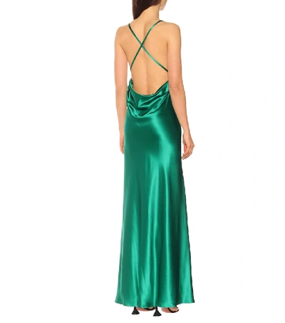 Shop Galvan Whiteley Silk-satin Gown In Green