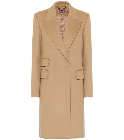 Shop Stella Mccartney Long Wool-blend Coat In Beige