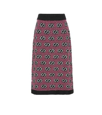 Shop Gucci Gg Jacquard Wool Skirt In Pink