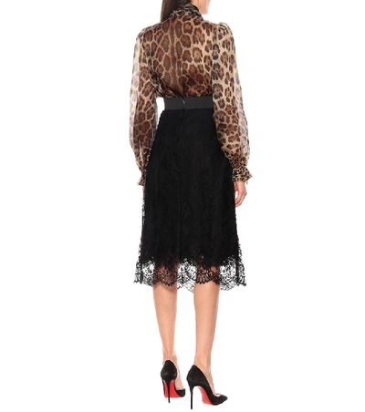Shop Dolce & Gabbana Lace Midi Skirt In Black