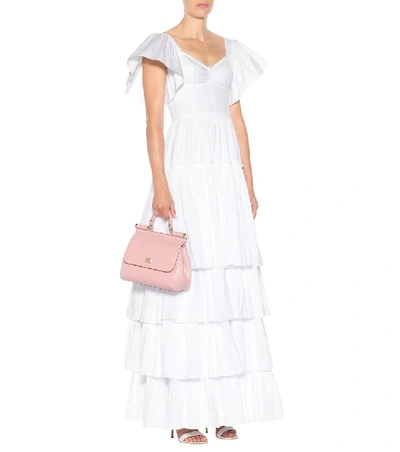 Shop Dolce & Gabbana Tiered Cotton Dress In White