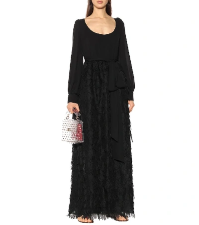 Shop Valentino Silk Maxi Dress In Black