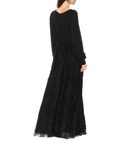 Shop Valentino Silk Maxi Dress In Black