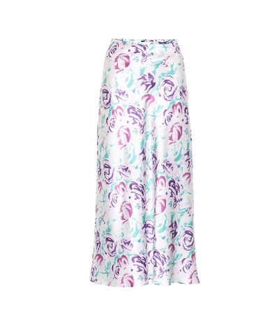 Shop Rixo London Kelly Floral Silk-blend Midi Skirt In Multicoloured