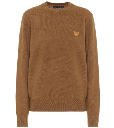Shop Acne Studios Face Wool Sweater In Brown