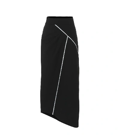 Shop Givenchy Asymmetric Wool Crêpe Skirt In Black