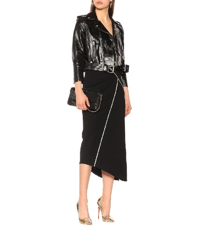 Shop Givenchy Asymmetric Wool Crêpe Skirt In Black